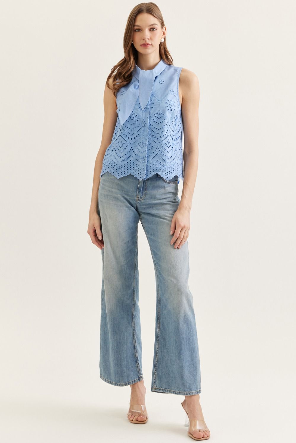 Cape Cod Charm Sleeveless Button Down Top