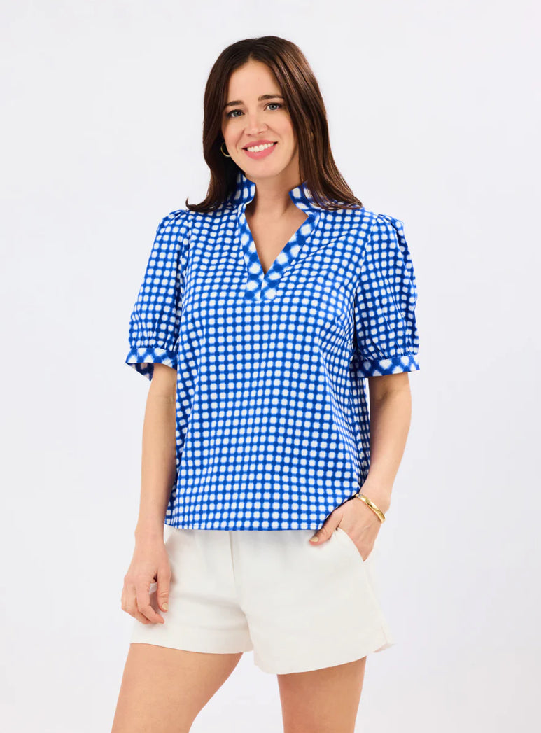 Mary Square | Tricia Top, Gingham Mix Navy