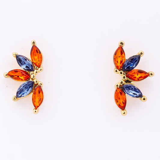 Jones Earrings, Navy and Orange