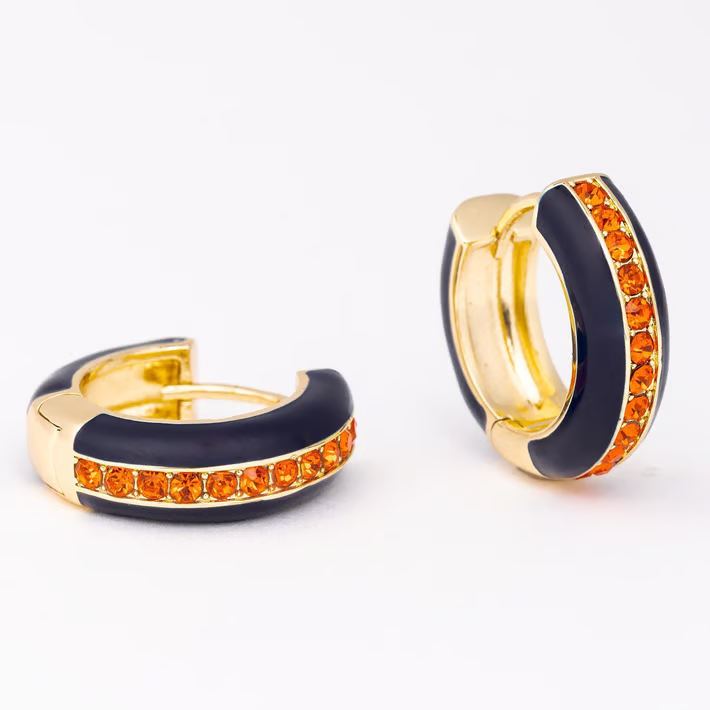 Aviana Earrings, Navy and Orange