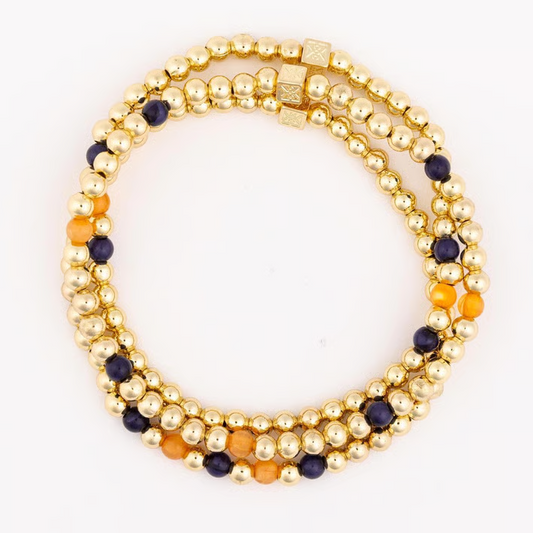 Lidia Bracelet Set, Navy and Orange
