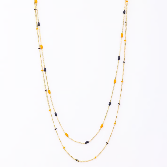 Lacy Necklace, Navy and Orange