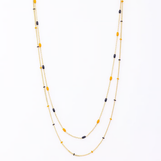 Lacy Necklace, Navy and Orange