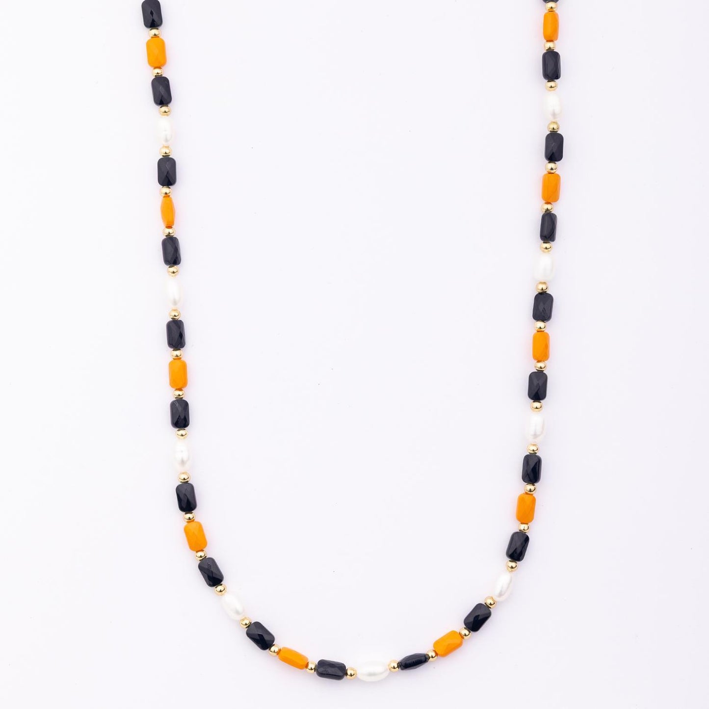 Clover Necklace, Navy and Orange