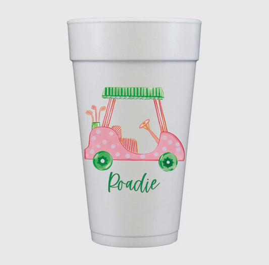 Foam Cups | Set of 10, Girly Golf Cart