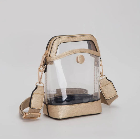 Carly Clear Crossbody Bag, Gold