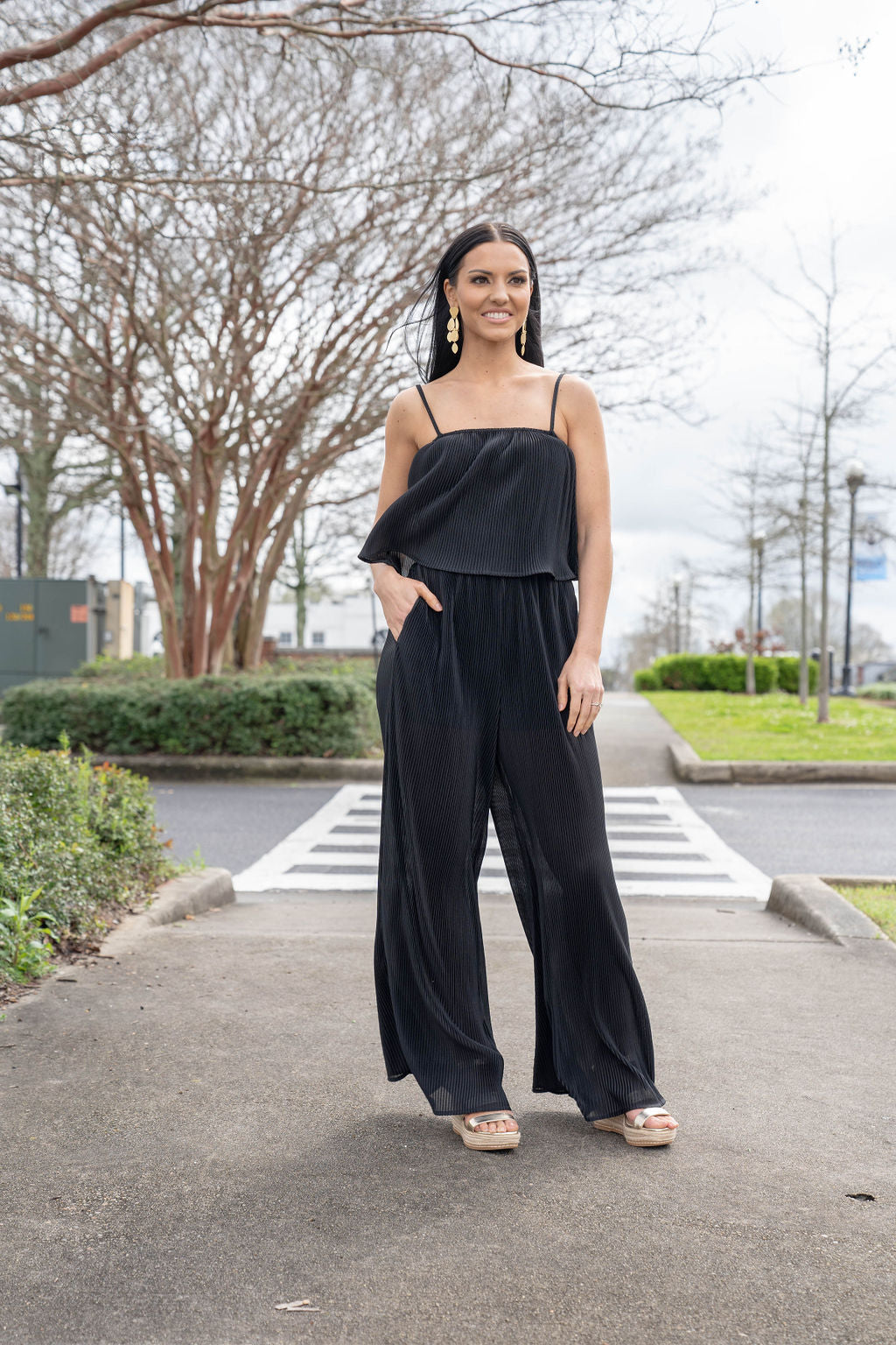 Black Pleated Jumpsuit