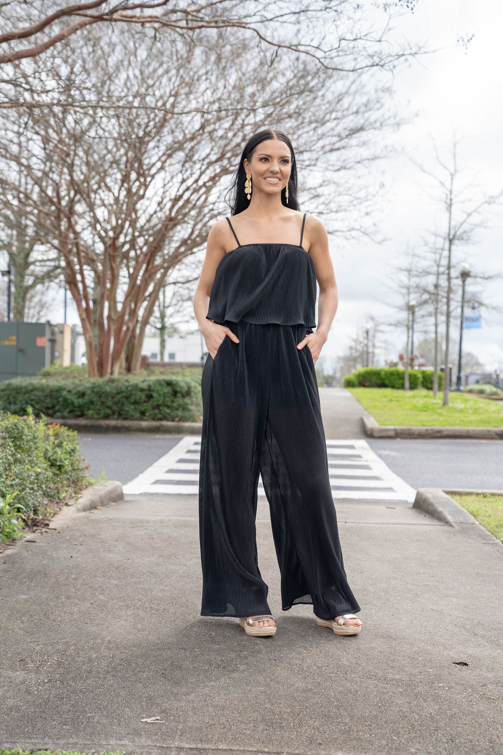 Black Pleated Jumpsuit