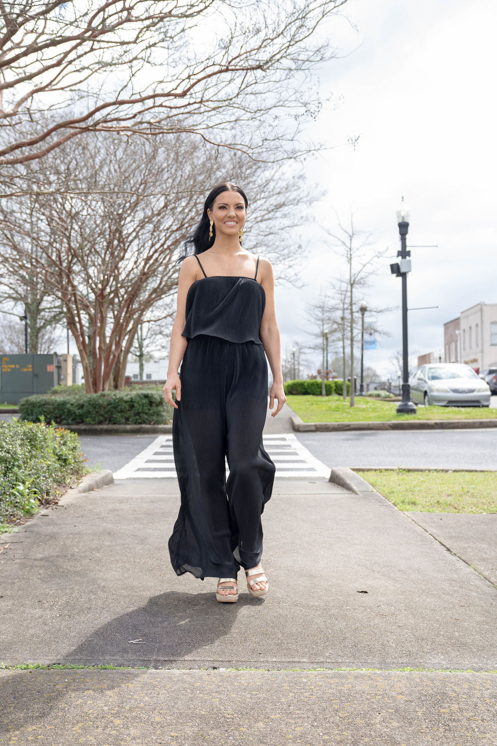 Black Pleated Jumpsuit