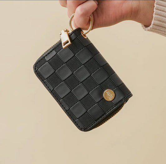 Zip Around Wallet, Black Check