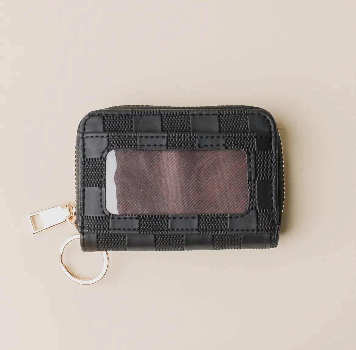Zip Around Wallet, Black Check