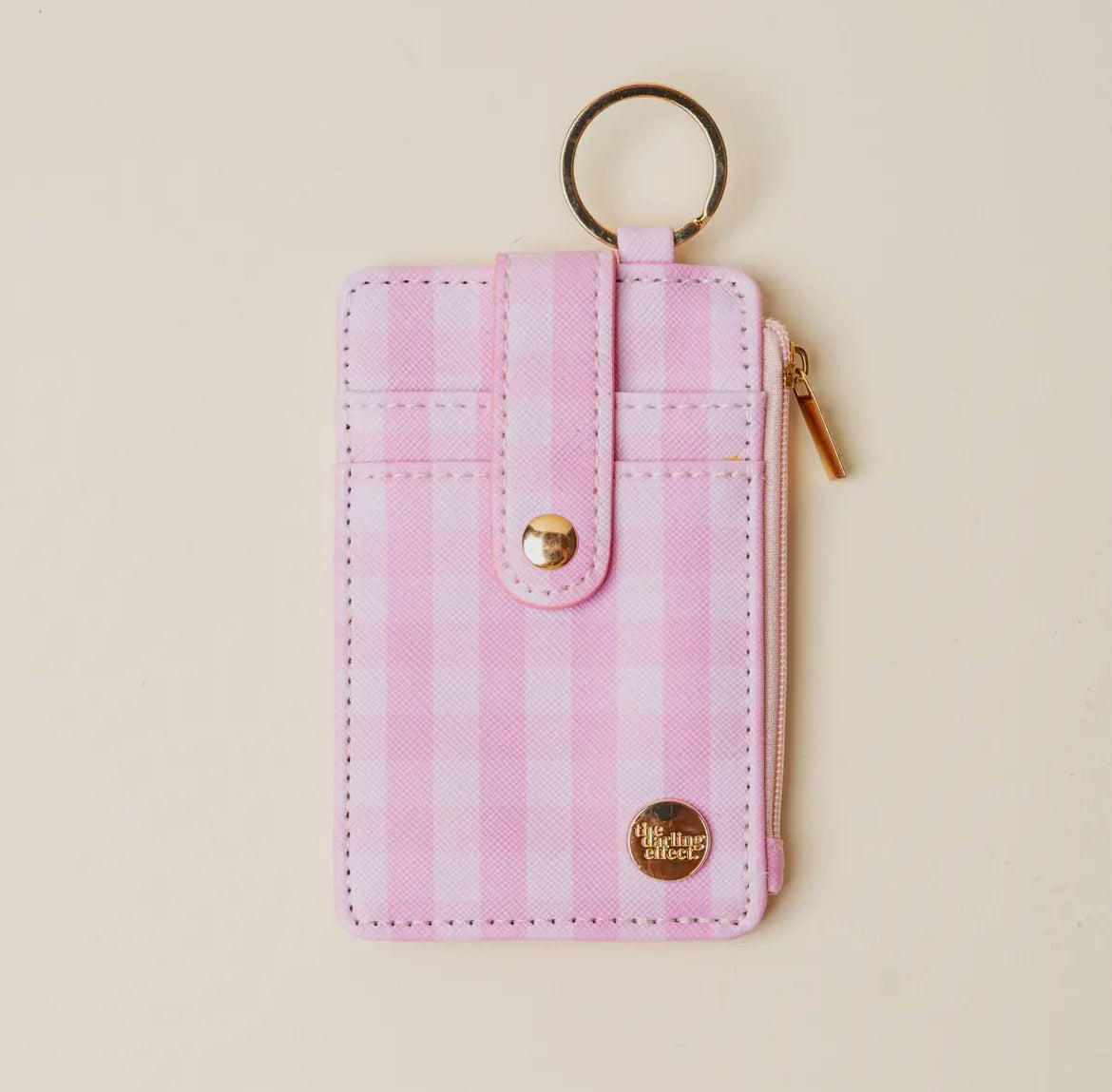 Keychain Wallet, Gingham Pink