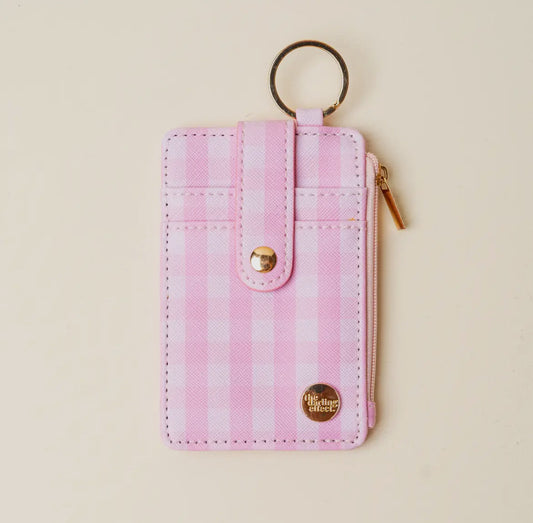 Keychain Wallet, Gingham Pink