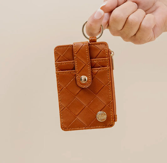 Keychain Wallet, Woven Cognac