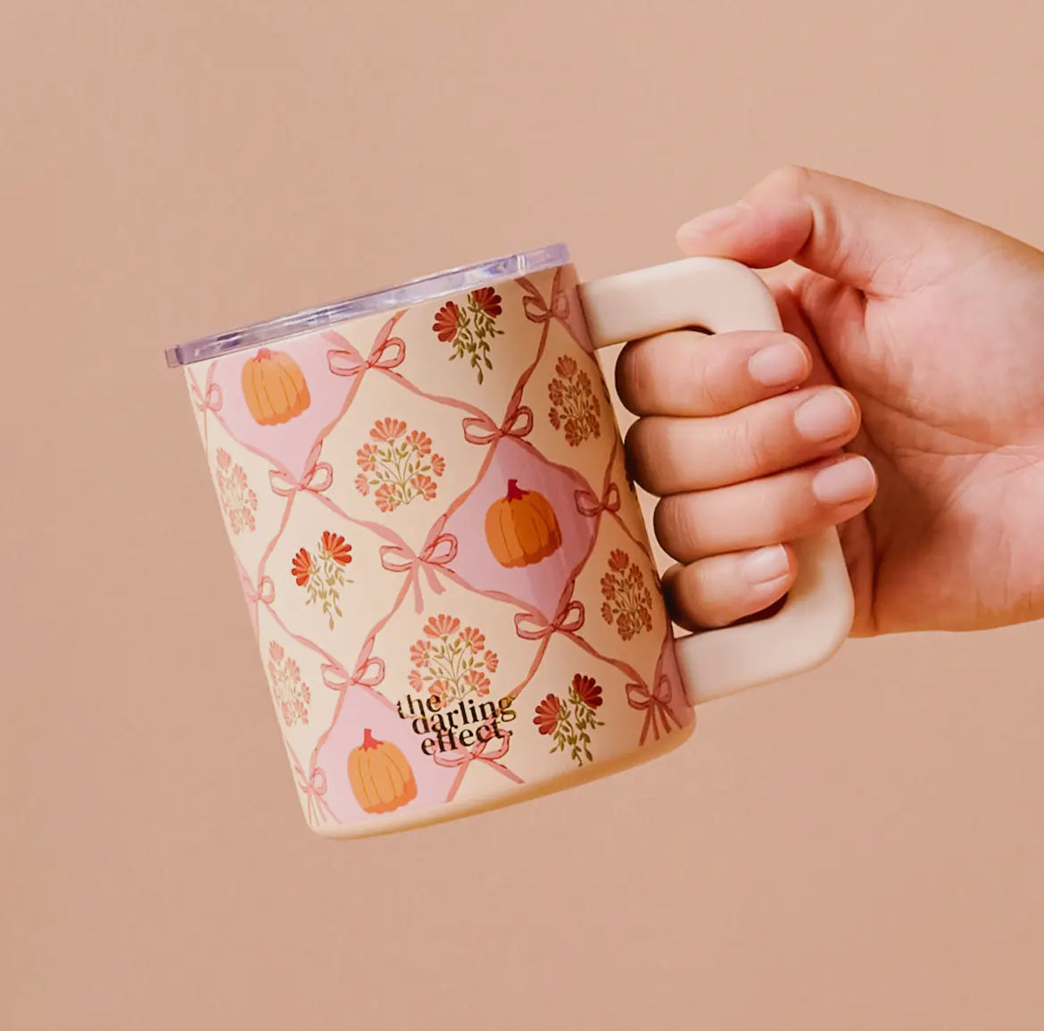 14oz Insulated Mug, Patchwork Pumpkins