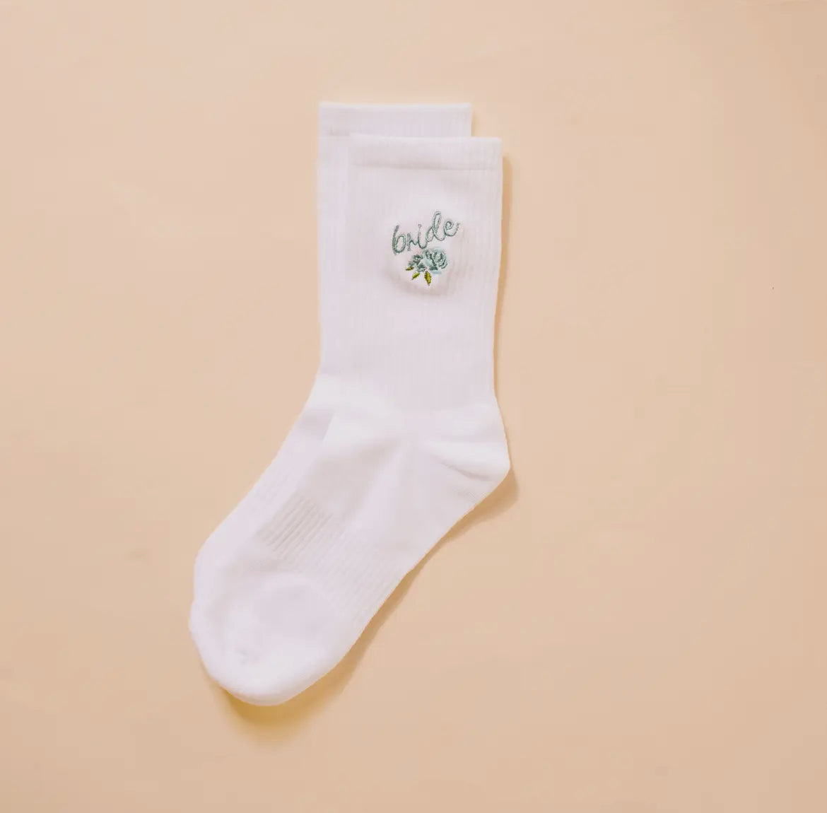 Embroidered Crew Socks, Bride