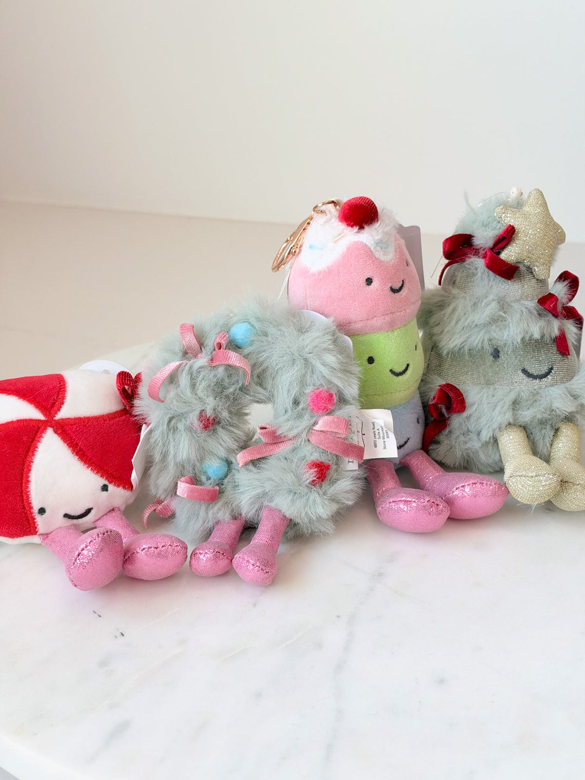 Holiday Plush Bag Charm, Wreath