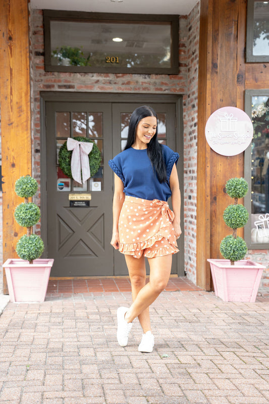 Peachy Keen Polka Dot Wrap Skort