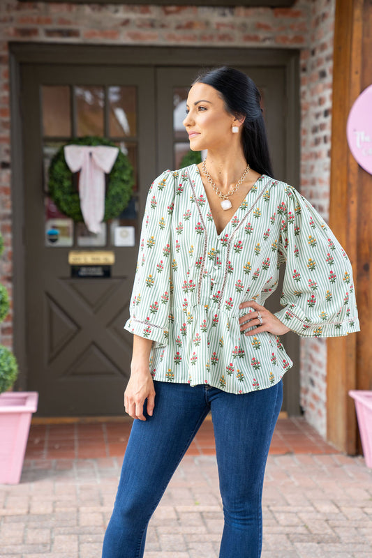 Monroe Top, Cottage Stripes