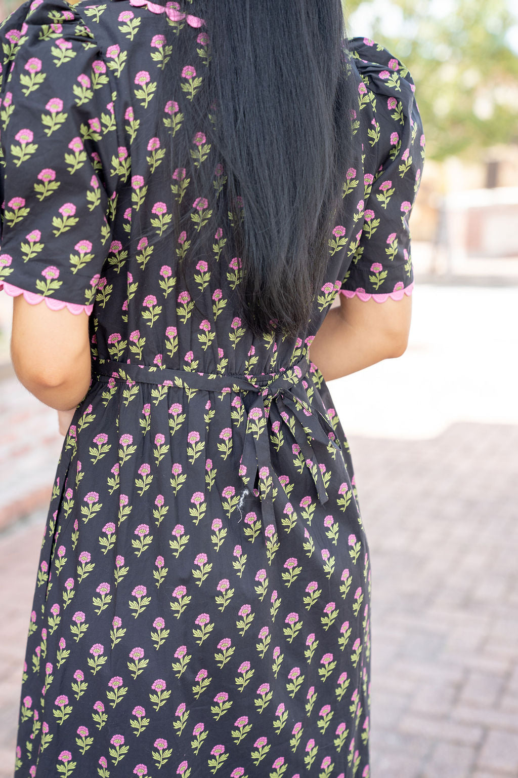 Everette Floral Midi Dress, Black