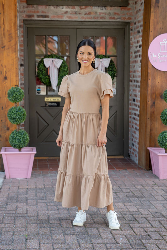 Patton Midi Dress, Tan
