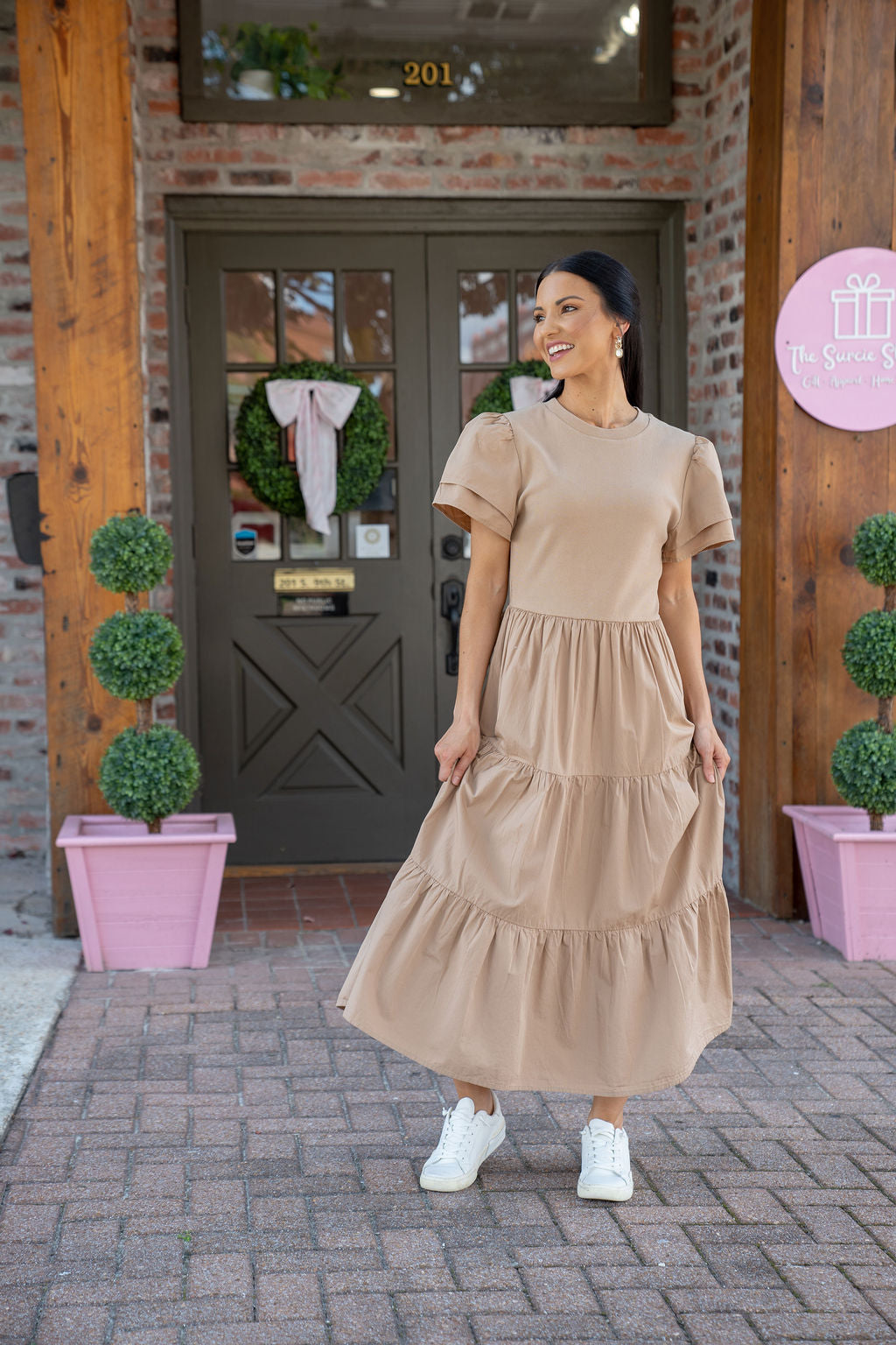 Patton Midi Dress, Tan