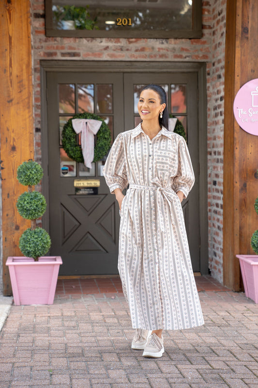 Sadie Button Down Collared Midi Dress