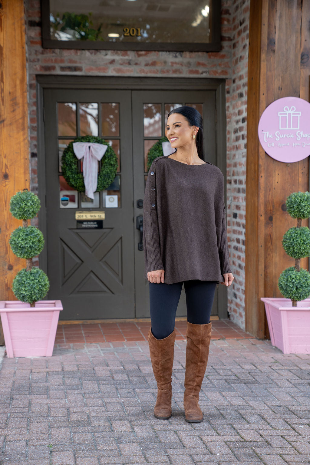 Sheffield Button Sweater, Chocolate