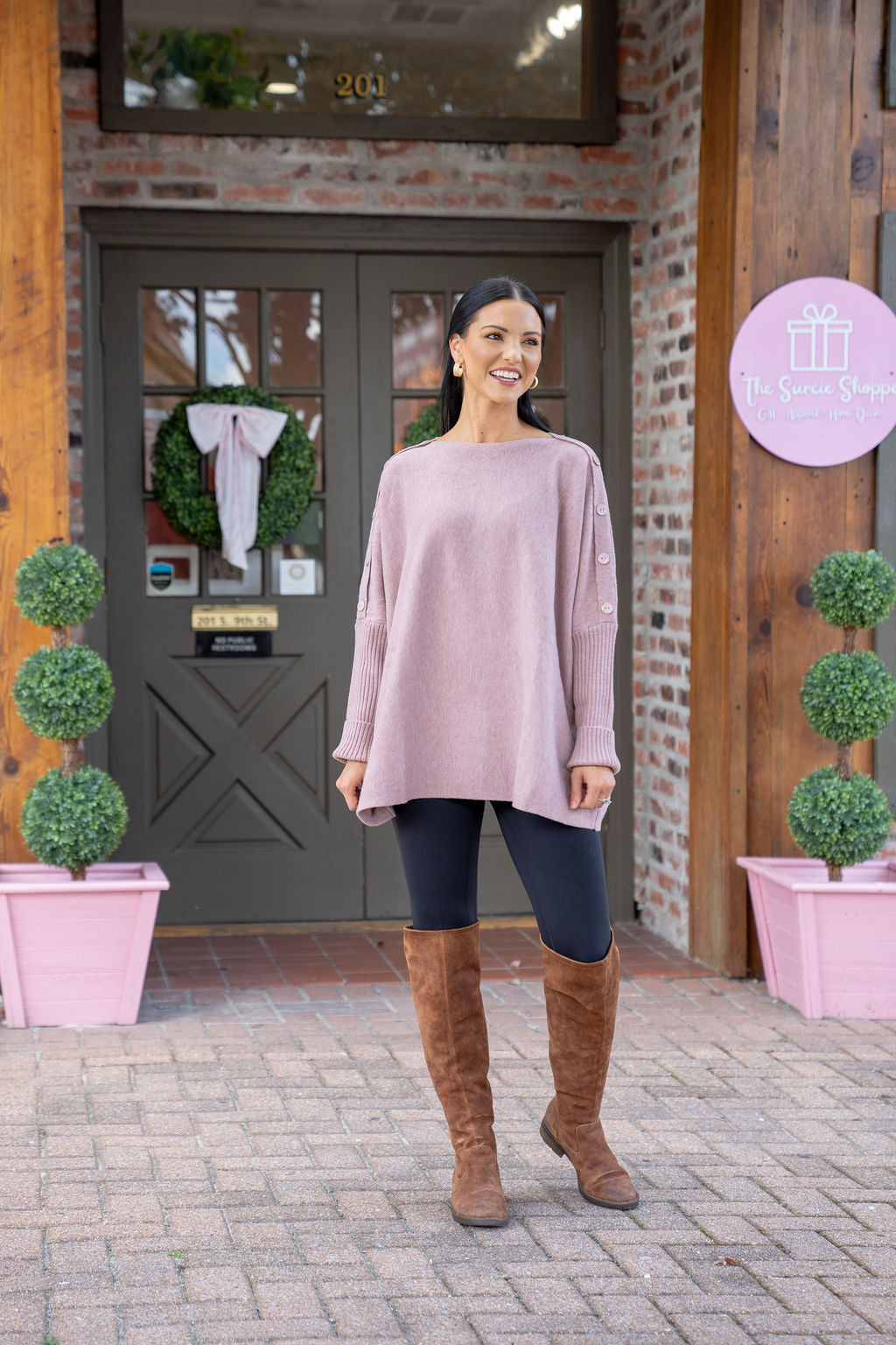Sheffield Button Sweater, Blush