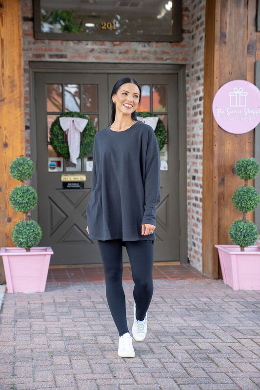 Libby Swing Hem Top, Black