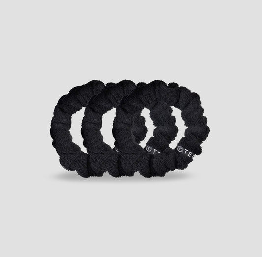 Jet Black Terry Cloth Small Scrunchies