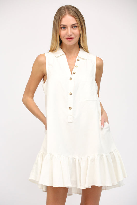 Whitley Linen Dress, White