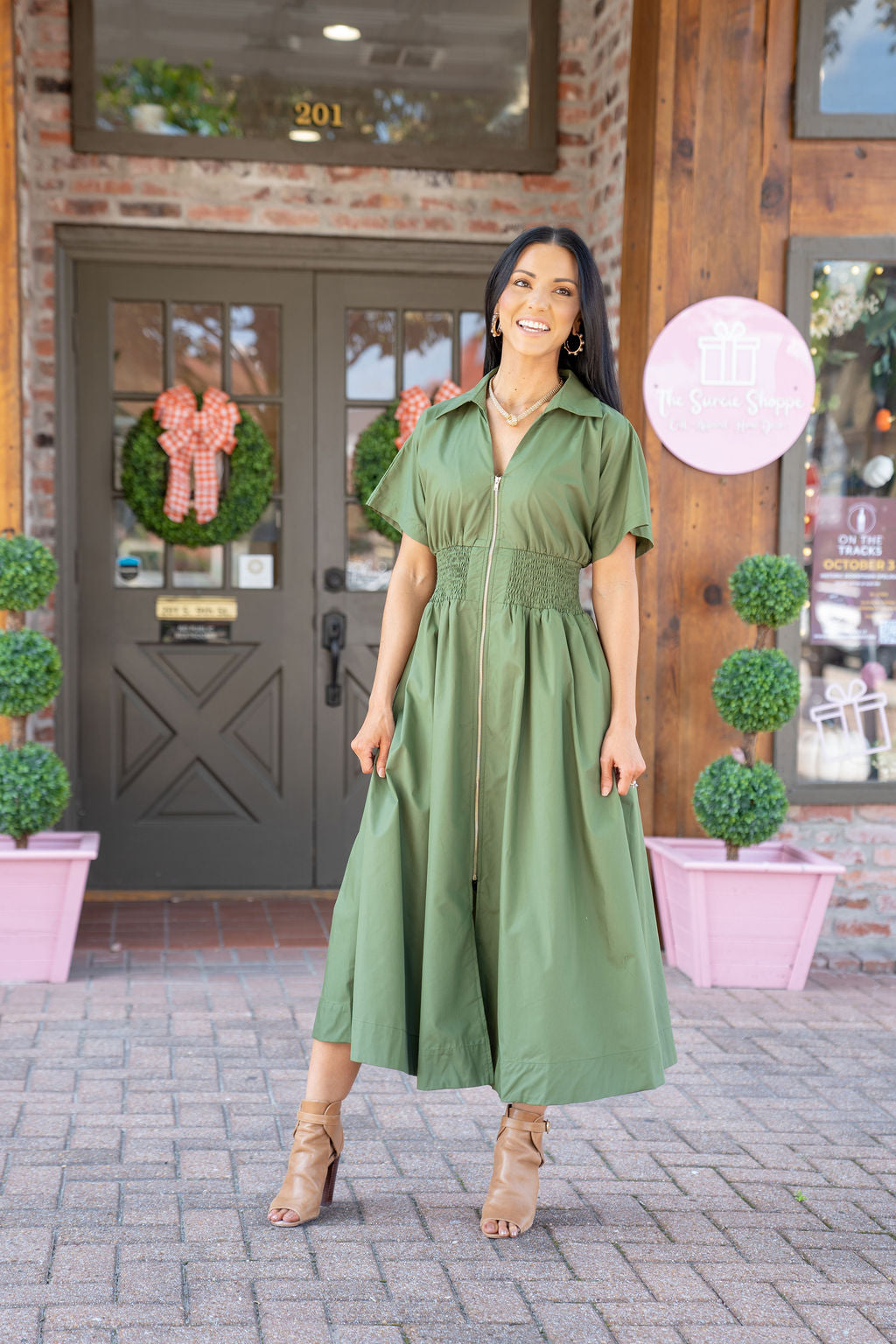 Logan Midi Dress, Olive