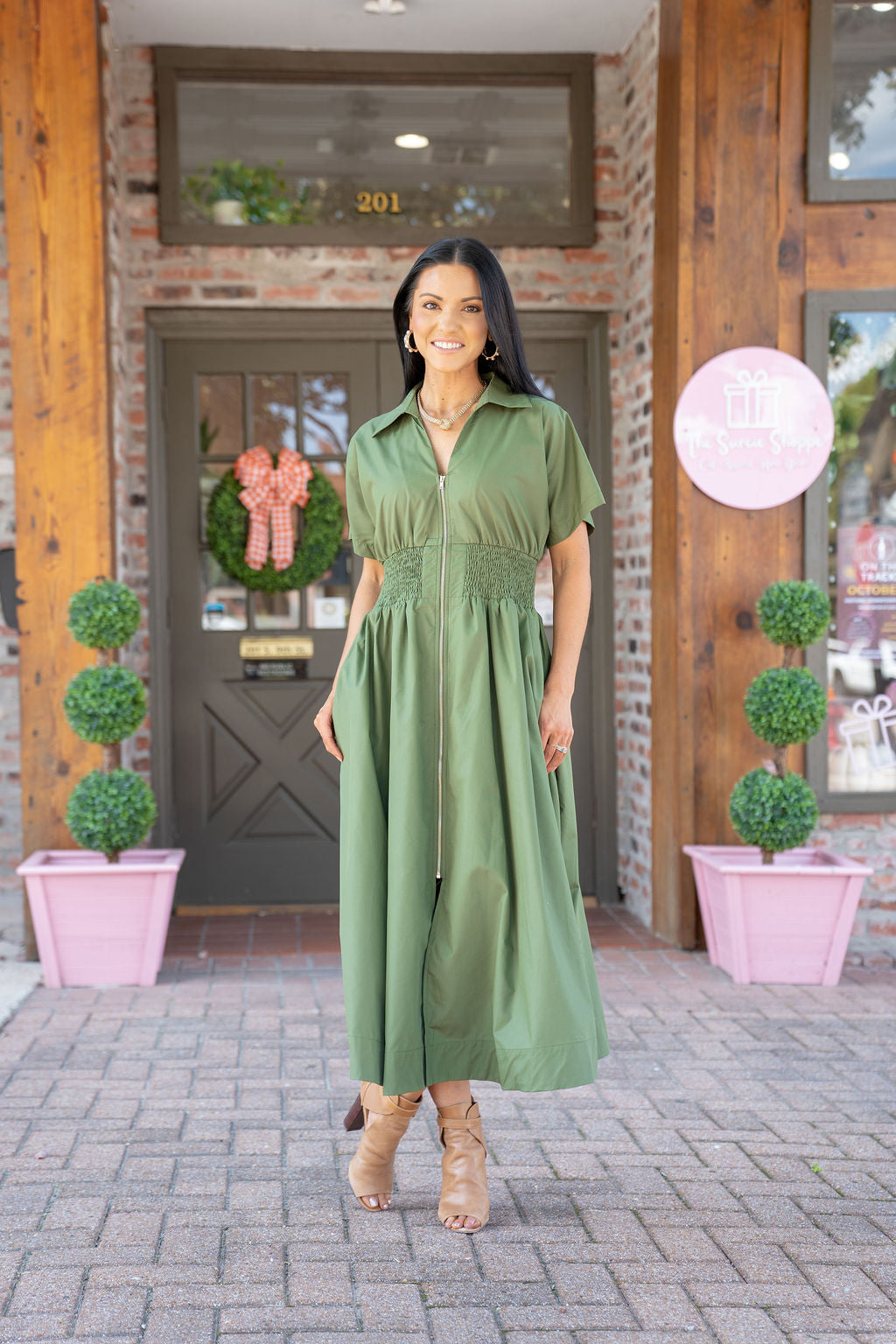 Logan Midi Dress, Olive