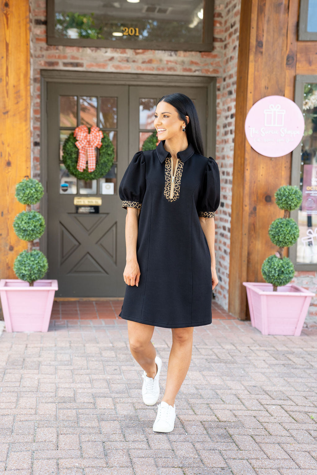 Savannah Leopard Trim Dress