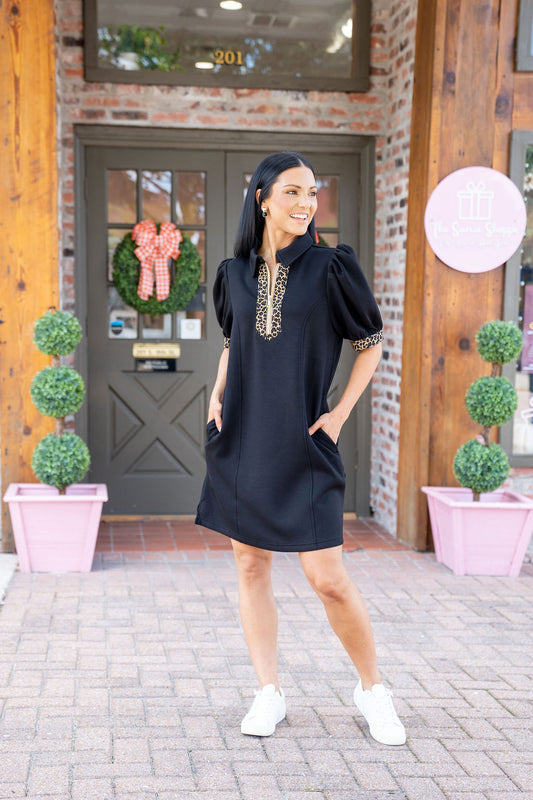 Savannah Leopard Trim Dress