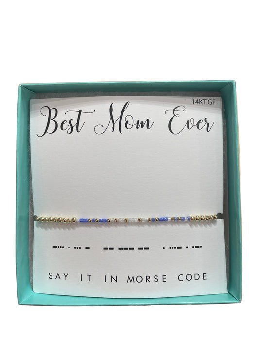 Morse Code 14K Gold Filled Stretch Bracelet, Best Mom Ever