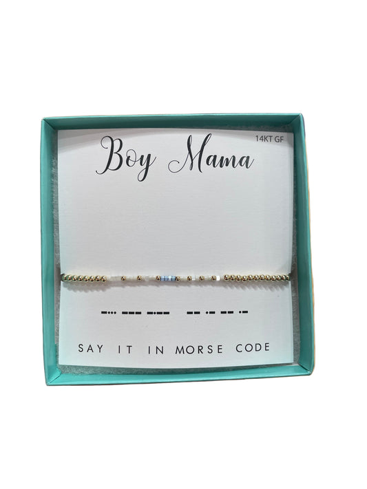 Morse Code 14K Gold Filled Stretch Bracelet, Boy Mama
