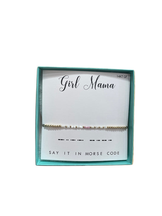 Morse Code 14K Gold Filled Stretch Bracelet, Girl Mama