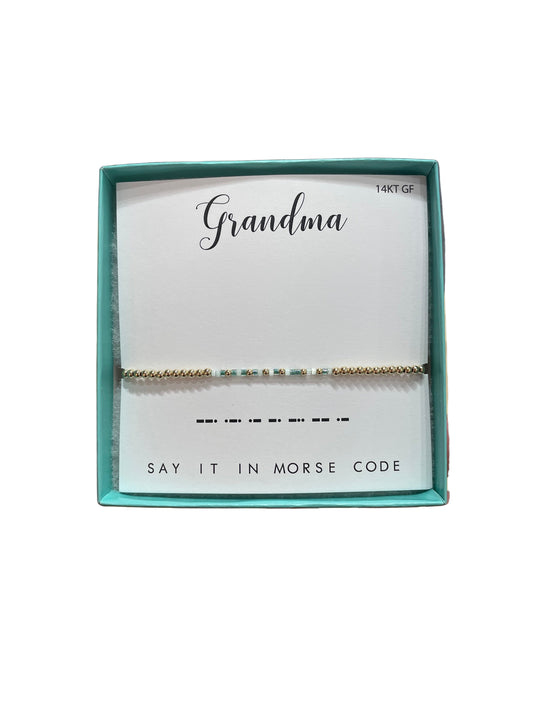 Morse Code 14K Gold Filled Stretch Bracelet, Grandma