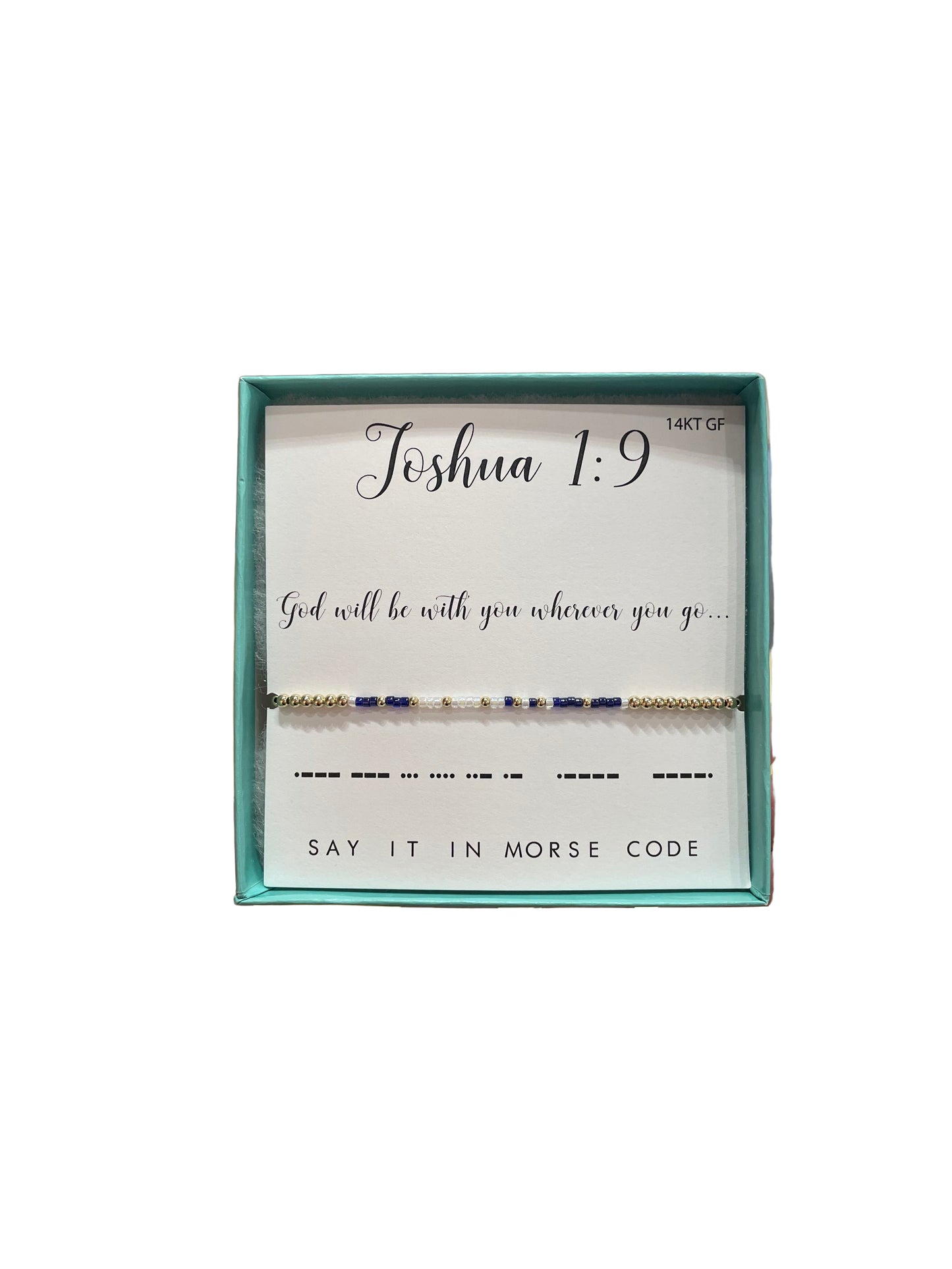 Morse Code 14K Gold Filled Stretch Bracelet, Joshua 1:9