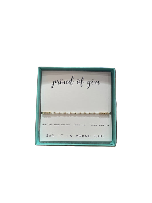 Morse Code 14K Gold Filled Stretch Bracelet, Proud Of You