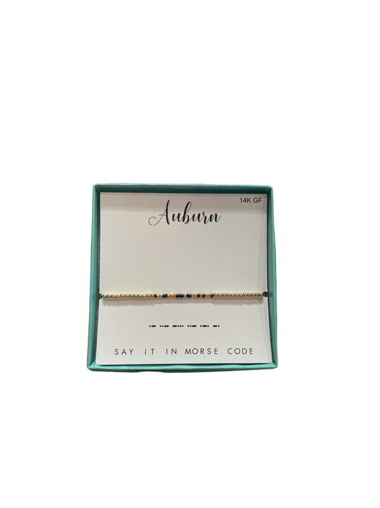 Morse Code 14K Gold Filled Stretch Bracelet, Auburn