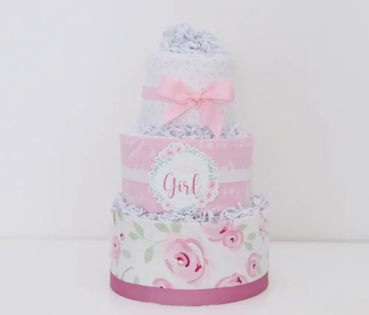 Baby Girl Diaper Cake Gift Set-Rose