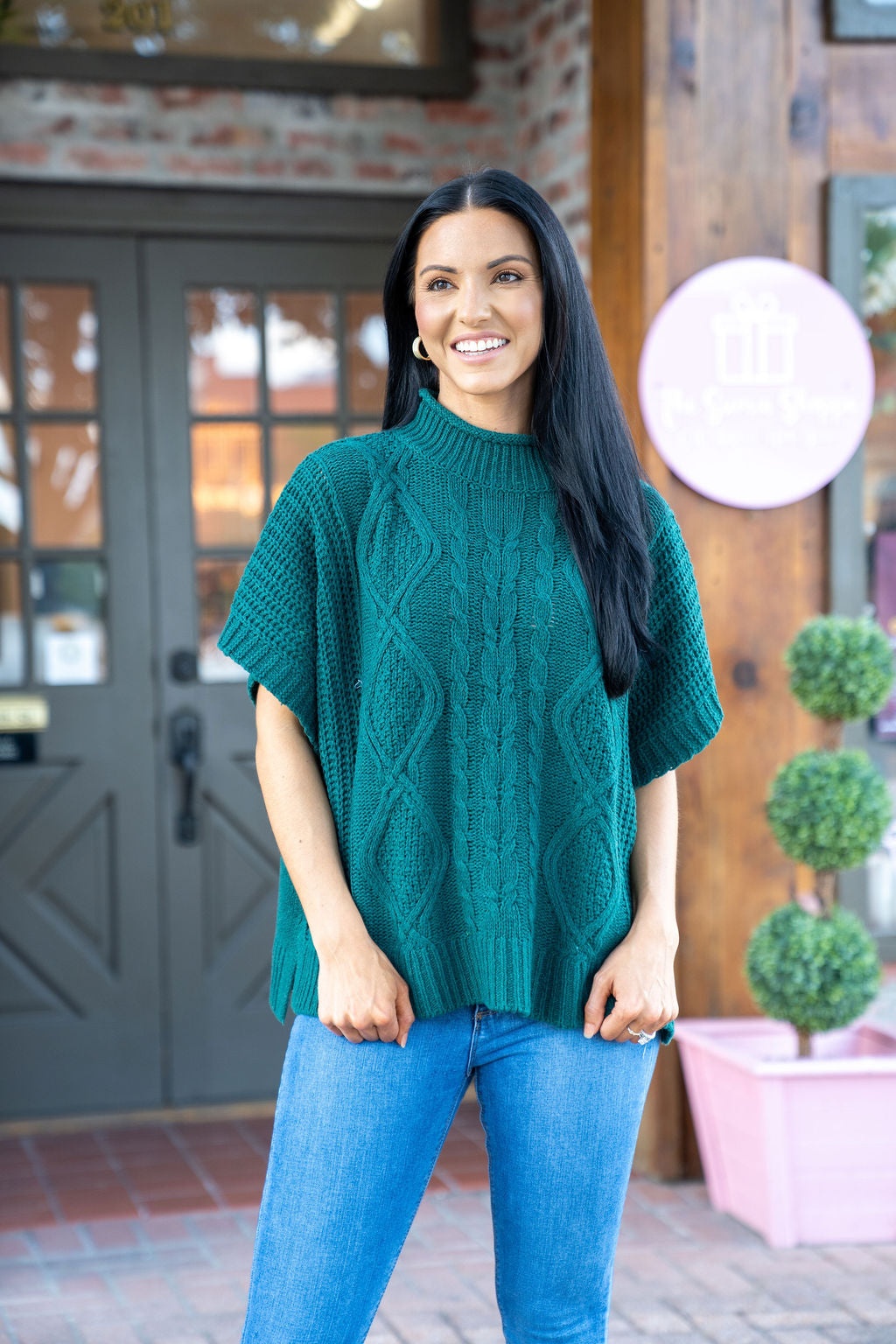 Cable Knit Sweater, Green