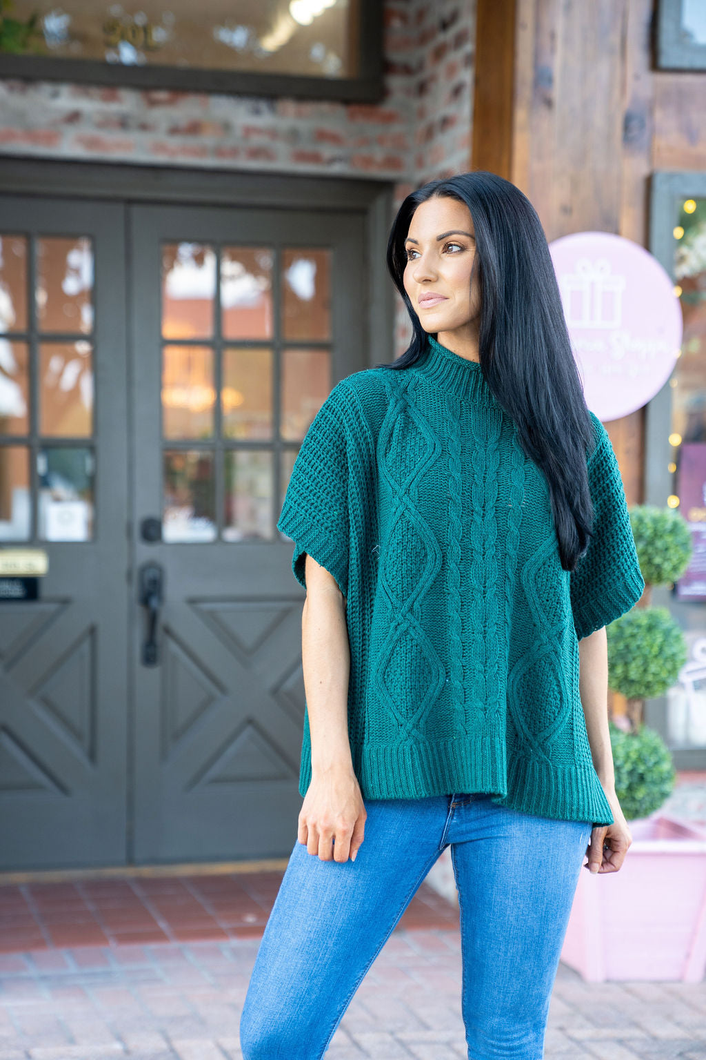 Cable Knit Sweater, Green