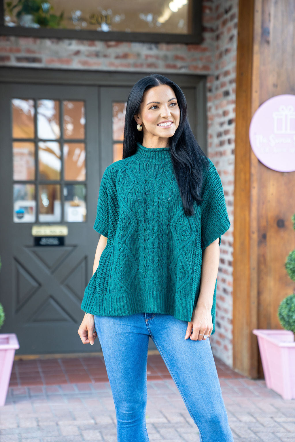 Cable Knit Sweater, Green
