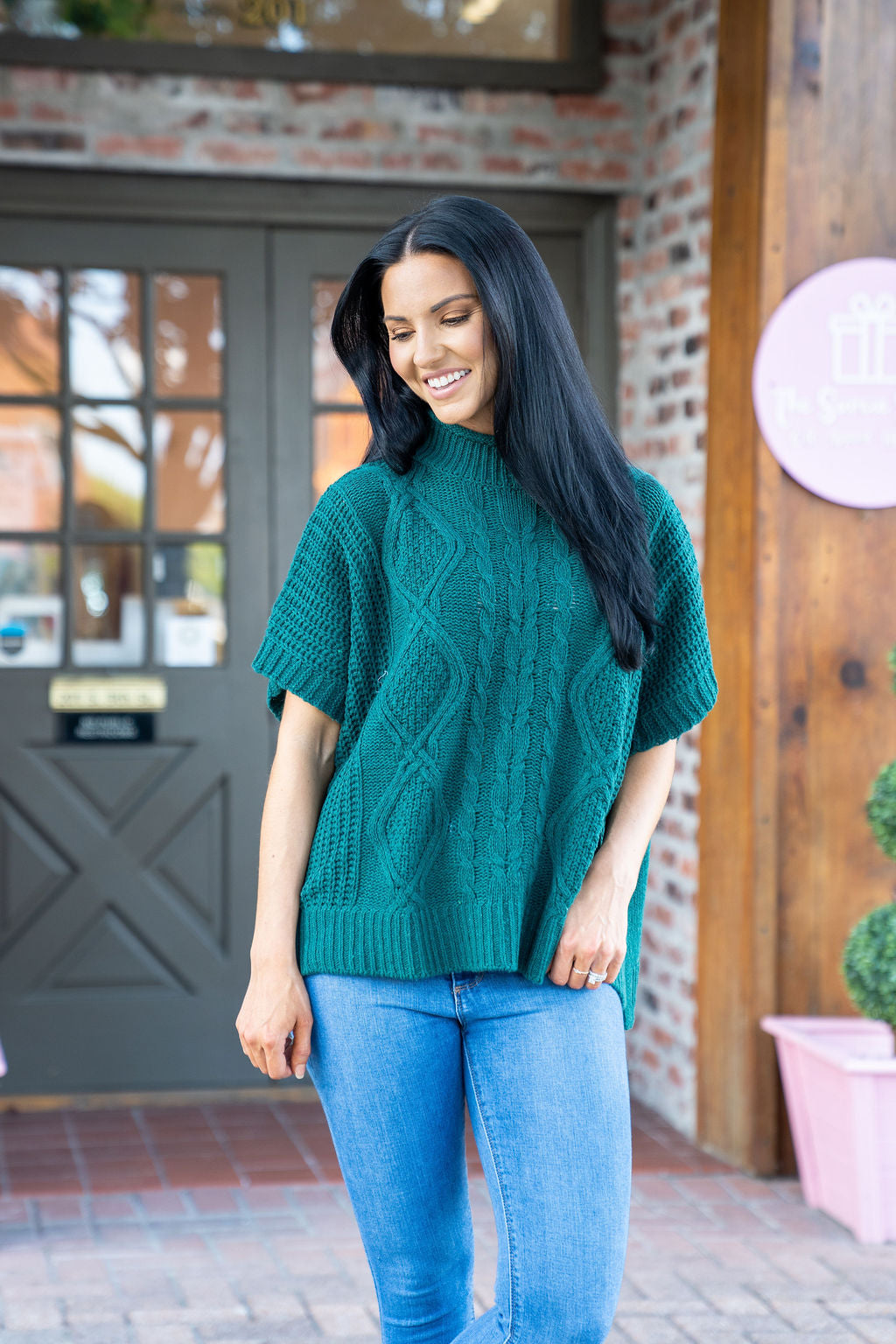 Cable Knit Sweater, Green