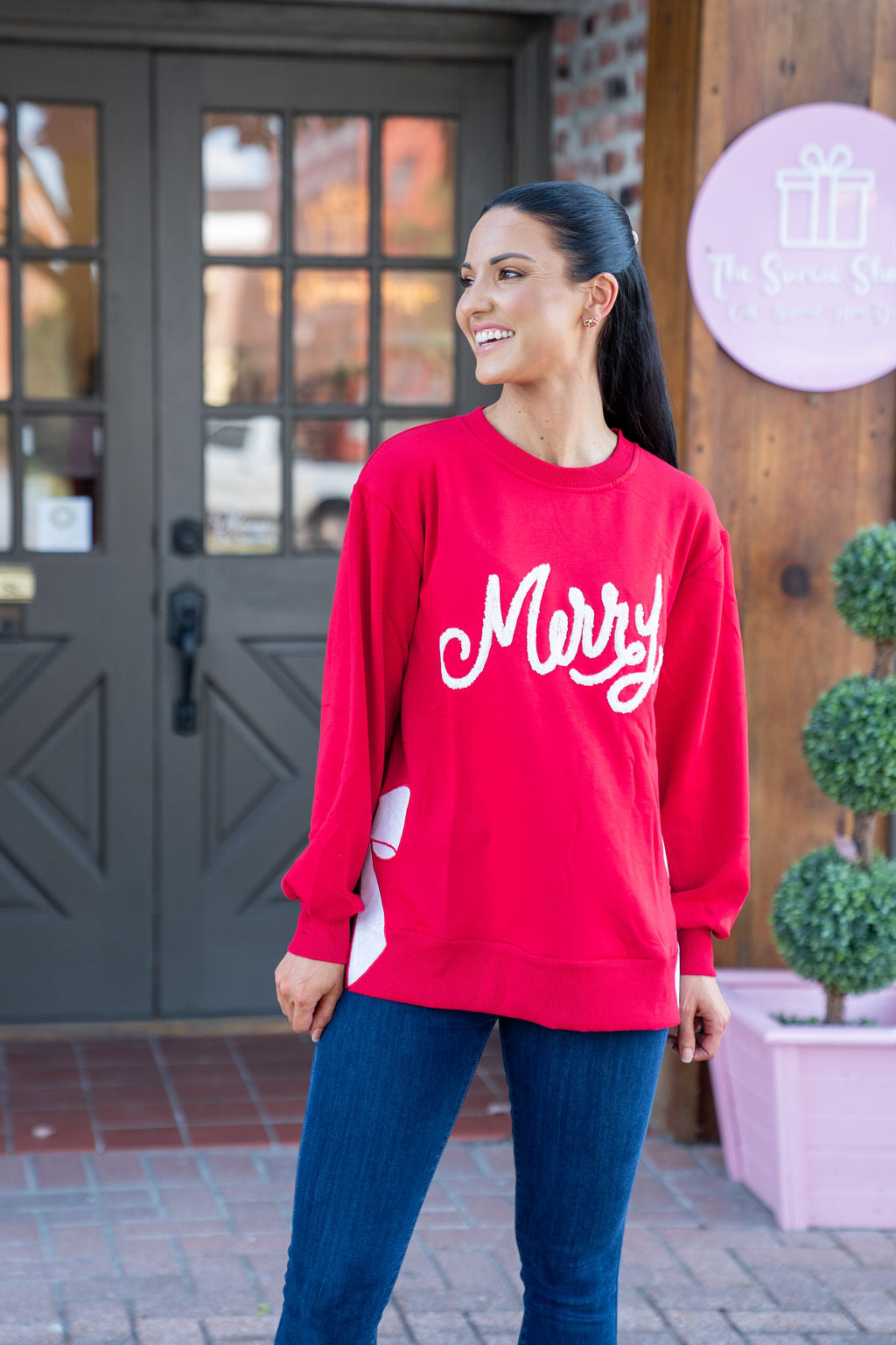 Mary Square Lakelyn Sweatshirt, Merry Bow