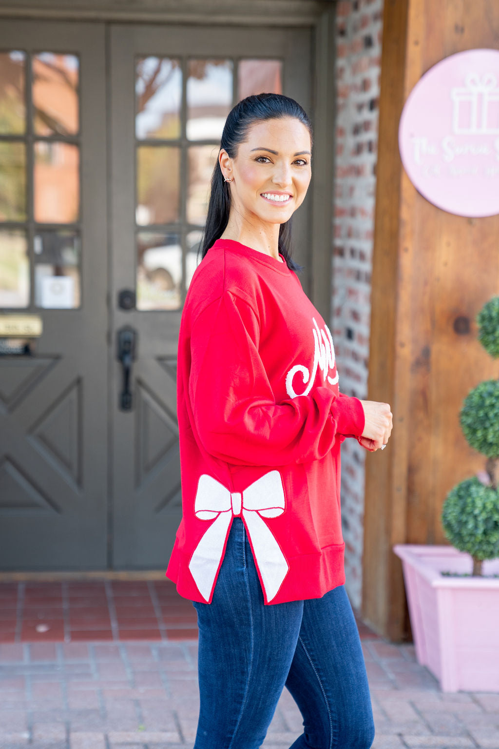 Mary Square Lakelyn Sweatshirt, Merry Bow